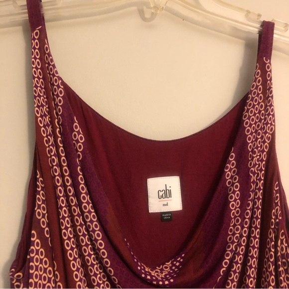CABI Style #3084 Maroon Geometric Printed Drape Neck Tank Top, Medium - Picture 4 of 9